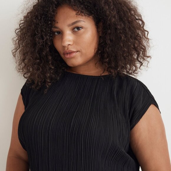 Madewell Plissé Mini Tee Dress Black Women's Size 16 NWT - Picture 3 of 11